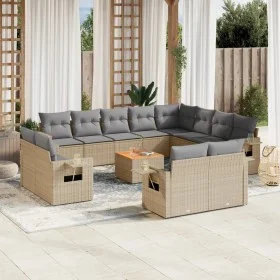 Set sofás de jardín con cojines 13 pzas ratán sintético beige de , Sofás modulares de exterior - Ref: Foro24-3224834, Precio:...