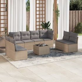 Set de sofás de jardín 9 pzas con cojines ratán sintético beige en Conjuntos de jardín | Comprar online en Foru.es