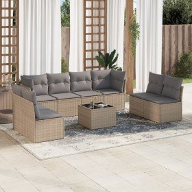 Set de sofás de jardín 9 pzas con cojines ratán sintético beige en Conjuntos de jardín | Comprar online en Foru.es