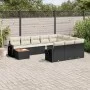 11-teiliges Gartensofa-Set und schwarze synthetische Rattankissen von , Modulare Sofas für den Außenbereich - Ref: Foro24-322...