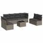 Set de muebles de jardín 9 pzas y cojines ratán sintético gris en Conjuntos de jardín | Comprar online en Foru.es