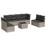 Set muebles jardín 9 pzas y cojines ratán sintético gris claro en Conjuntos de jardín | Comprar online en Foru.es