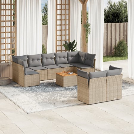 Juego de sofás jardín con cojines beige 10 pzas ratán sintético de , Conjuntos de jardín - Ref: Foro24-3256143, Precio: 640,4...