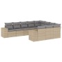 Juego de sofás jardín con cojines beige 10 pzas ratán sintético de , Conjuntos de jardín - Ref: Foro24-3255426, Precio: 641,1...