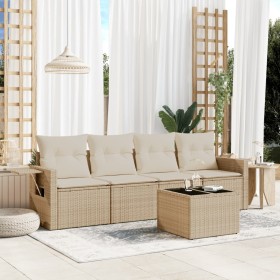 Juego de sofás jardín con cojines 5 pzas ratán sintético beige de , Conjuntos de jardín - Ref: Foro24-3219887, Precio: 320,72...