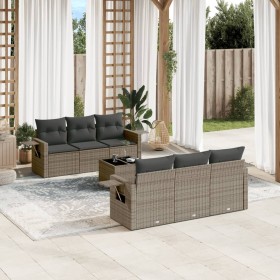 Set de sofás de jardín 7 piezas con cojines ratán PE gris de , Conjuntos de jardín - Ref: Foro24-3219909, Precio: 454,39 €, D...