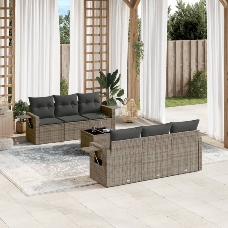 Set de sofás de jardín 7 piezas con cojines ratán PE gris de , Conjuntos de jardín - Ref: Foro24-3219909, Precio: 454,39 €, D...