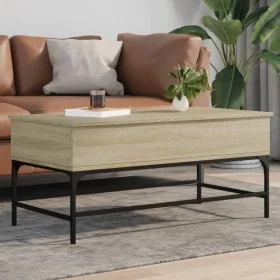 Mesa de centro madera ingeniería metal roble Sonoma 100x50x45cm de , Mesas de centro - Ref: Foro24-845397, Precio: 66,54 €, D...