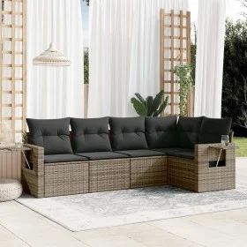 Juego de sofás jardín con cojines 5 pzas ratán sintético gris de , Conjuntos de jardín - Ref: Foro24-3220129, Precio: 321,40 ...