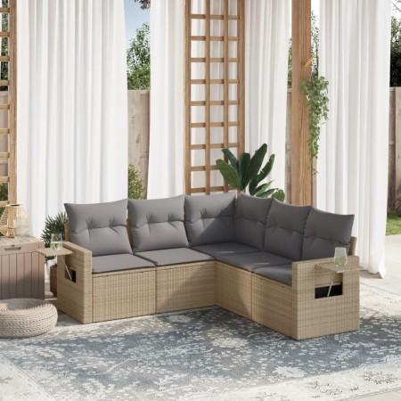 Juego de sofás jardín con cojines 5 pzas ratán sintético beige de , Conjuntos de jardín - Ref: Foro24-3220148, Precio: 343,06...