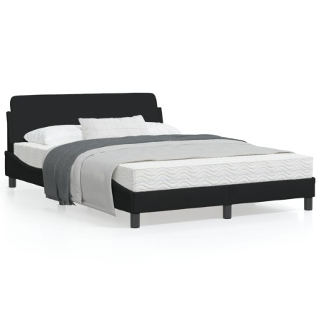 Estructura de cama con cabecero de tela negro 120x200 cm de , Camas y somieres - Ref: Foro24-373147, Precio: 129,57 €, Descue...