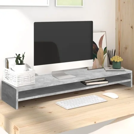 Soporte mesa para pantalla contrachapada hormigón 100x24x13cm de vidaXL, Soportes para monitores y televisor - Ref: Foro24-80...