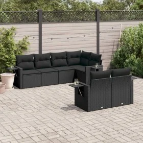Set de comedor de jardín 7 pzas y cojines ratán sintético negro de , Conjuntos de jardín - Ref: Foro24-3220404, Precio: 528,4...