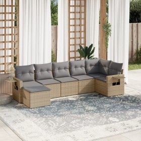 Set sofás de jardín 7 piezas y cojines ratán sintético beige de , Conjuntos de jardín - Ref: Foro24-3220478, Precio: 439,34 €...