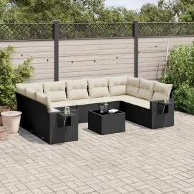 Set de sofás de jardín 10 pzas cojines ratán sintético negro de , Conjuntos de jardín - Ref: Foro24-3220605, Precio: 584,48 €...