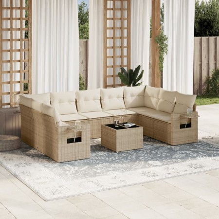 Juego de sofás jardín con cojines beige 10 pzas ratán sintético de , Conjuntos de jardín - Ref: Foro24-3220607, Precio: 646,6...