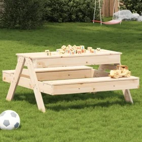 Mesa de pícnic con arenero para niños madera maciza de pino de , Mesas de jardín - Ref: Foro24-832592, Precio: 107,35 €, Desc...
