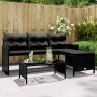 Sofá de jardín en forma de L con mesa y cojines ratán PE negro de , Sofás de exterior - Ref: Foro24-365572, Precio: 208,76 €,...