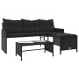 Sofá de jardín en forma de L con mesa y cojines ratán PE negro de , Sofás de exterior - Ref: Foro24-365572, Precio: 208,76 €,...