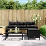Sofá de jardín en forma de L con mesa y cojines ratán PE negro de , Sofás de exterior - Ref: Foro24-365572, Precio: 208,76 €,...