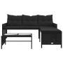 Sofá de jardín en forma de L con mesa y cojines ratán PE negro de , Sofás de exterior - Ref: Foro24-365572, Precio: 208,76 €,...
