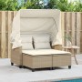 Sofá de jardín 2 plazas con capota y taburetes ratán PE beige de , Sofás de exterior - Ref: Foro24-365784, Precio: 285,96 €, ...