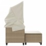 Sofá de jardín 2 plazas con capota y taburetes ratán PE beige de , Sofás de exterior - Ref: Foro24-365784, Precio: 285,96 €, ...