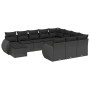 Set de sofás de jardín 11 pzas y cojines ratán sintético negro de , Conjuntos de jardín - Ref: Foro24-3257518, Precio: 729,81...