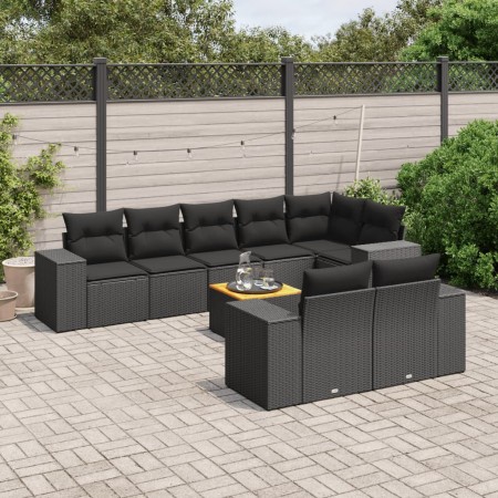 Set de sofás de jardín 8 piezas y cojines ratán sintético negro de , Conjuntos de jardín - Ref: Foro24-3257861, Precio: 634,6...