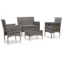 Set de muebles de jardín 4 pzas y cojines ratán sintético gris de vidaXL, Conjuntos de jardín - Ref: Foro24-45812, Precio: 22...