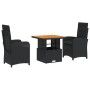 Set comedor de jardín 3 pzas con cojines ratán sintético negro de , Conjuntos de jardín - Ref: Foro24-3277325, Precio: 310,73...