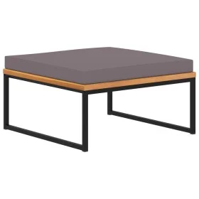 Reposapiés y cojín madera maciza acacia gris oscuro 66x66x36 cm de vidaXL, Otomanas - Ref: Foro24-46511, Precio: 72,88 €, Des...