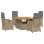 Set comedor de jardín 5 pzas con cojines ratán sintético beige de , Conjuntos de jardín - Ref: Foro24-3277365, Precio: 641,48...
