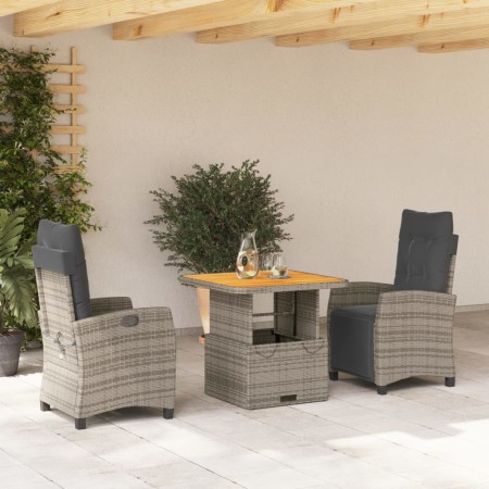 Set comedor de jardín 3 piezas con cojines ratán sintético gris de , Conjuntos de jardín - Ref: Foro24-3277399, Precio: 370,3...