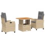 Set comedor de jardín 3 pzas con cojines ratán sintético beige de , Conjuntos de jardín - Ref: Foro24-3277421, Precio: 349,41...