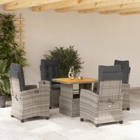 Set comedor de jardín 5 piezas con cojines ratán sintético gris de , Conjuntos de jardín - Ref: Foro24-3277400, Precio: 726,4...