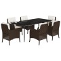 Set comedor de jardín 7 pzas con cojines ratán sintético marrón de , Conjuntos de jardín - Ref: Foro24-3211939, Precio: 834,1...