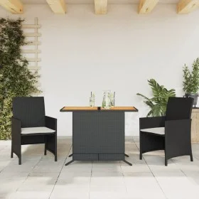 Mesita y sillas con cojines 3 piezas ratán sintético negro de , Conjuntos de jardín - Ref: Foro24-365124, Precio: 186,99 €, D...