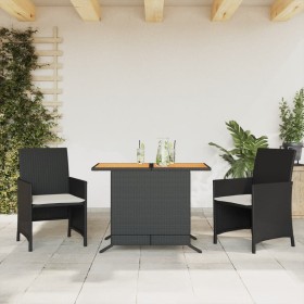 Mesita y sillas con cojines 3 piezas ratán sintético negro de , Conjuntos de jardín - Ref: Foro24-365124, Precio: 189,43 €, D...