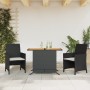 Mesita y sillas con cojines 3 piezas ratán sintético negro de , Conjuntos de jardín - Ref: Foro24-365124, Precio: 189,43 €, D...