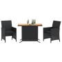 Mesita y sillas con cojines 3 piezas ratán sintético negro de , Conjuntos de jardín - Ref: Foro24-365124, Precio: 189,43 €, D...