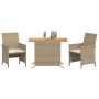 Sillas y mesita de jardín 3 piezas ratán sintético cojín beige de , Conjuntos de jardín - Ref: Foro24-365126, Precio: 196,70 ...