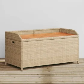 Banco con almacenaje acacia ratán PE beige mezcla 100x50x52 cm de , Bancos de jardín - Ref: Foro24-365951, Precio: 153,08 €, ...