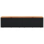 Caja de almacenaje jardín madera acacia ratán negro 220x50x54cm de , Cajas de almacenaje para exteriores - Ref: Foro24-365958...