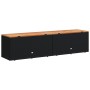 Caja de almacenaje jardín madera acacia ratán negro 220x50x54cm de , Cajas de almacenaje para exteriores - Ref: Foro24-365958...