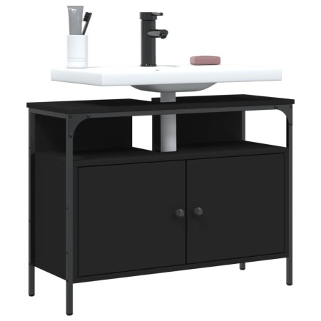 Armario para lavabo de baño madera ingeniería negro 80x30x60 cm de , Tocadores - Ref: Foro24-842441, Precio: 69,77 €, Descuen...