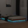Estructura de cama LED madera maciza pino marrón cera 135x190cm de , Camas y somieres - Ref: Foro24-844422, Precio: 133,67 €,...
