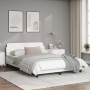 Estructura de cama cabecero cuero sintético blanco 140x190 cm de , Camas y somieres - Ref: Foro24-373179, Precio: 184,46 €, D...