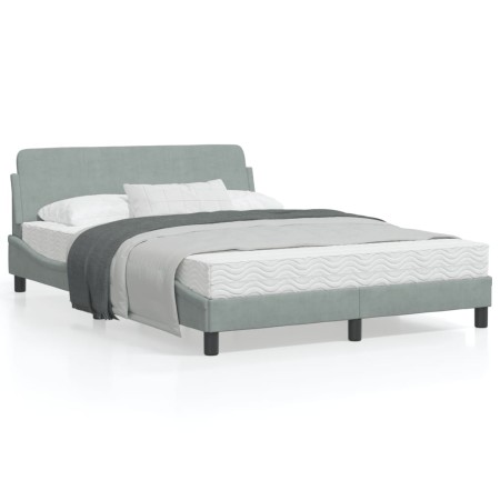 Estructura de cama con cabecero terciopelo gris claro 140x190cm de , Camas y somieres - Ref: Foro24-373172, Precio: 150,20 €,...