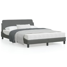 Estructura de cama con cabecero de tela gris oscuro 140x190 cm de , Camas y somieres - Ref: Foro24-373166, Precio: 173,74 €, ...